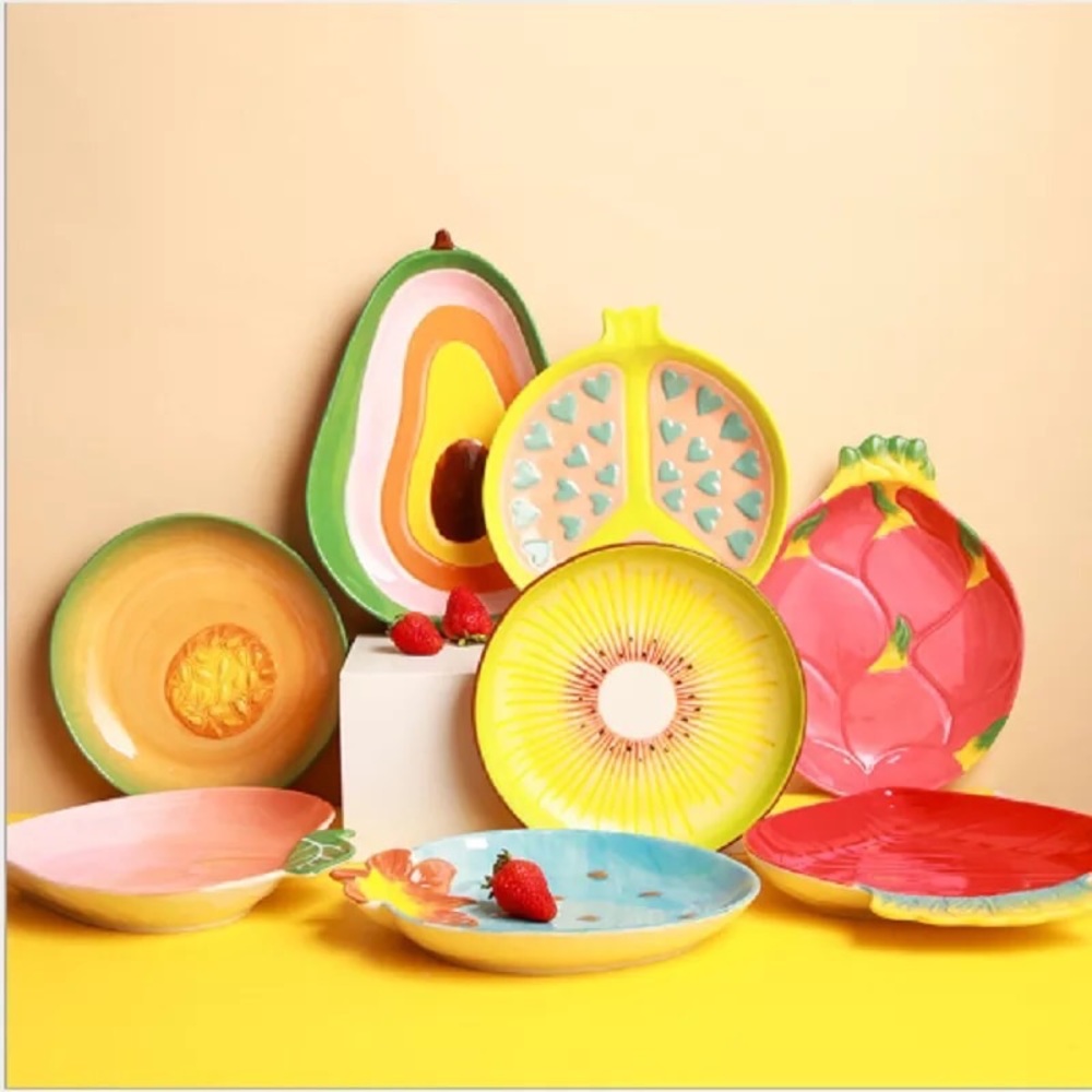 Ceramic dish plate fruit shape avocado peach pomegranate design kitchen …